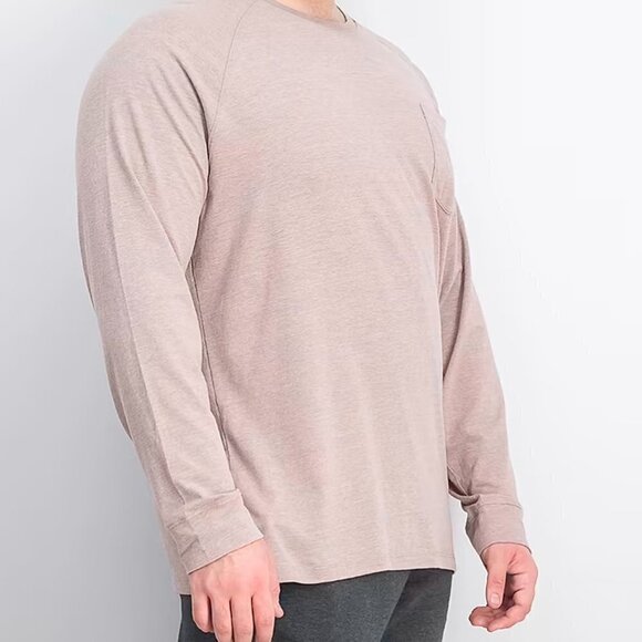 01.ALGO Men's Size Large Heather Mauve Long Sleeve Crew Neck T-Shirt - Picture 1 of 12